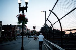 Street photography showing sunset in Boston's Back Bay neighborhood
