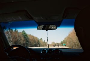 View from front windshield while traveling up 93 North