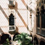 Shadows cast on the wall of the courtyard in the Isabella Stewart Gardner Museum