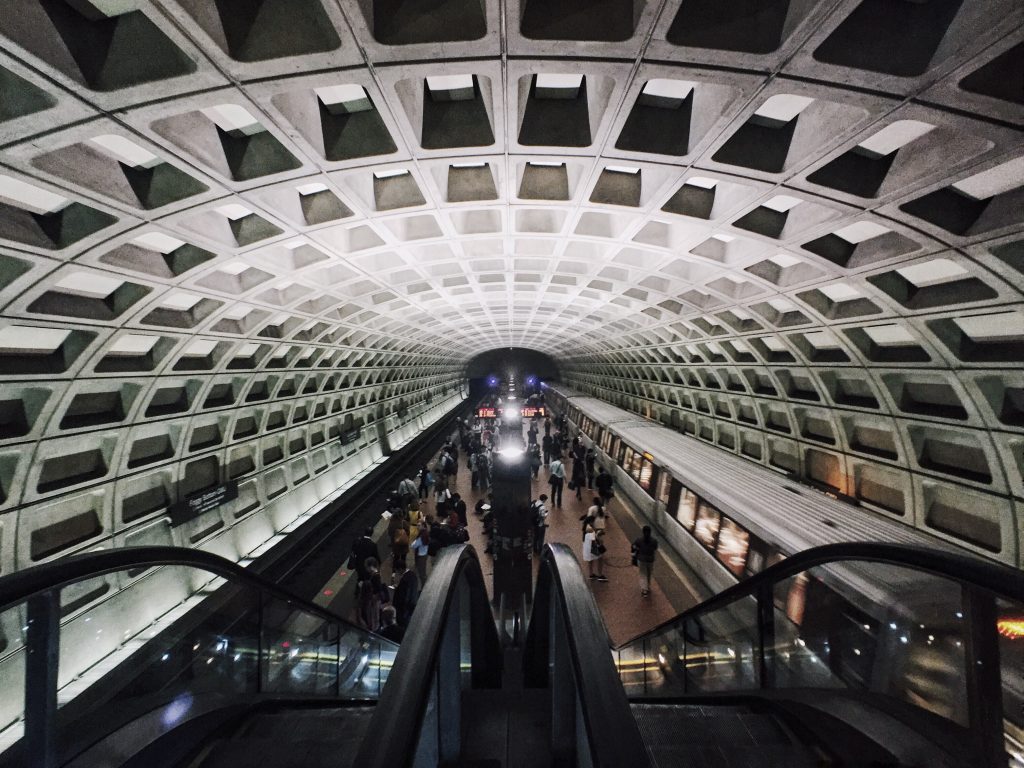 Arch of Foggy Bottom Metro station in Washington DC