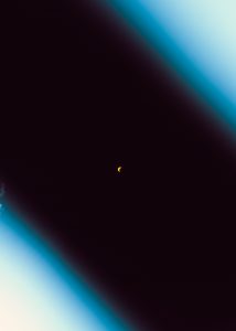 Through the solar glasses, the sun starts to shrink more and more.
